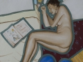 Nudino sdraiato con libro e palloncini-2001-olio su tela-60 x 50 cm..jpg